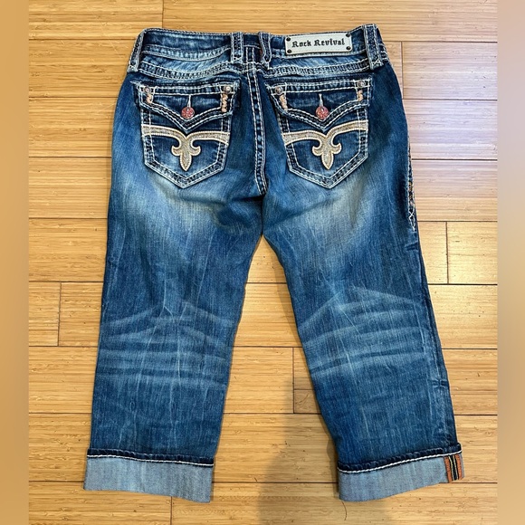 Rock Revival Angie Capri Washed Navy Blue Jeans Size 27 - Picture 5 of 11